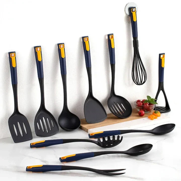 Minimalistische Antiaanbak Keukenhulpmiddelen Set - Hittebestendig - 11-delig - Efficiënt Koken-Cooking Utensil Sets-De Bazelaar