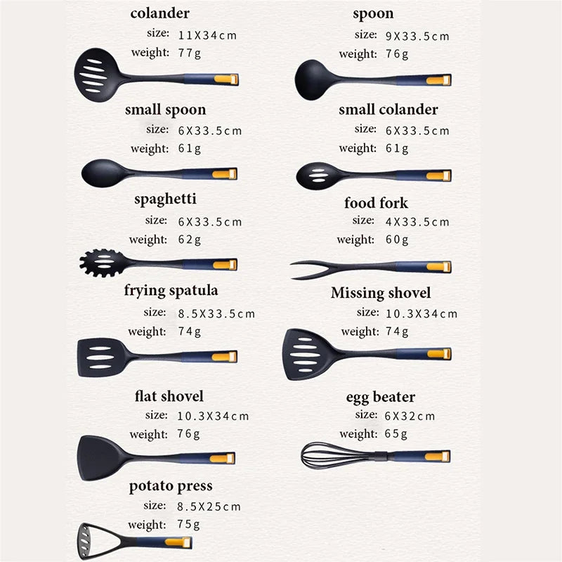 Minimalistische Antiaanbak Keukenhulpmiddelen Set - Hittebestendig - 11-delig - Efficiënt Koken-Cooking Utensil Sets-De Bazelaar