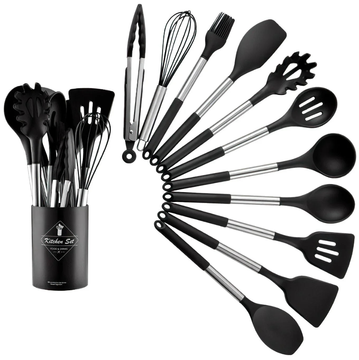 13-delige Nordic Siliconen Keukengerei Set - Duurzaam - Hittebestendig - Stijlvol-Cooking Utensil Sets-De Bazelaar
