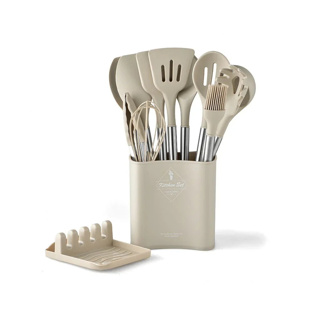 13-delige Nordic Siliconen Keukengerei Set - Duurzaam - Hittebestendig - Stijlvol-Cooking Utensil Sets-De Bazelaar