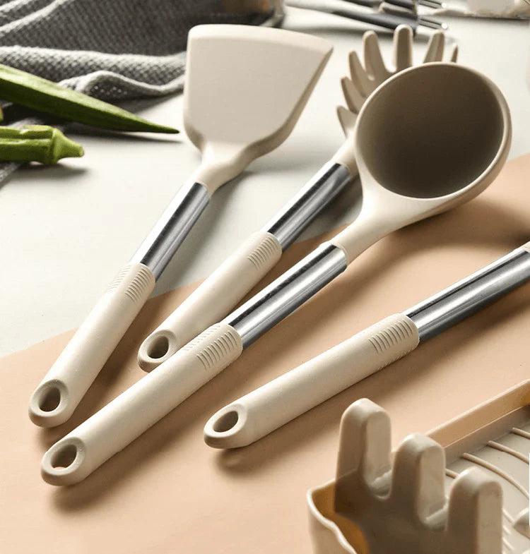 13-delige Nordic Siliconen Keukengerei Set - Duurzaam - Hittebestendig - Stijlvol-Cooking Utensil Sets-De Bazelaar