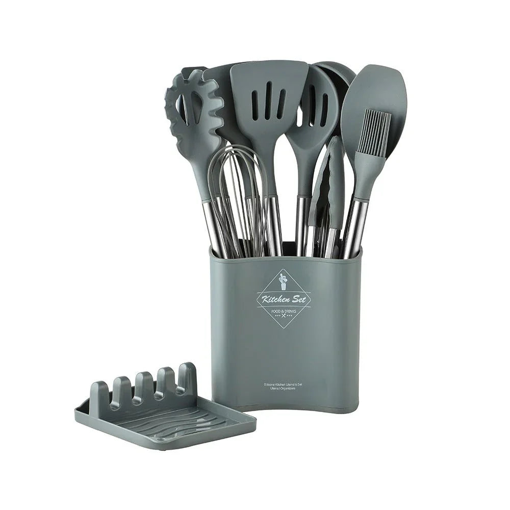 13-delige Nordic Siliconen Keukengerei Set - Duurzaam - Hittebestendig - Stijlvol-Cooking Utensil Sets-De Bazelaar