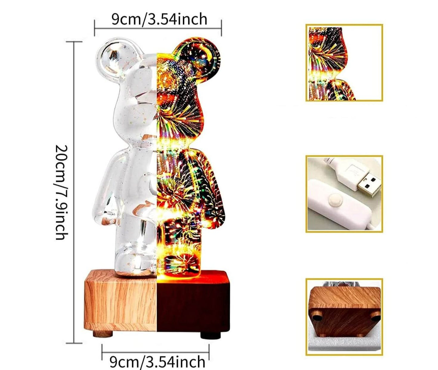 3D Vuurwerkbeer Lamp-Decoration Home-De Bazelaar