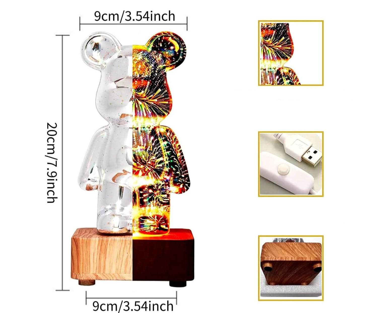 3D Vuurwerkbeer Lamp-Decoration Home-De Bazelaar