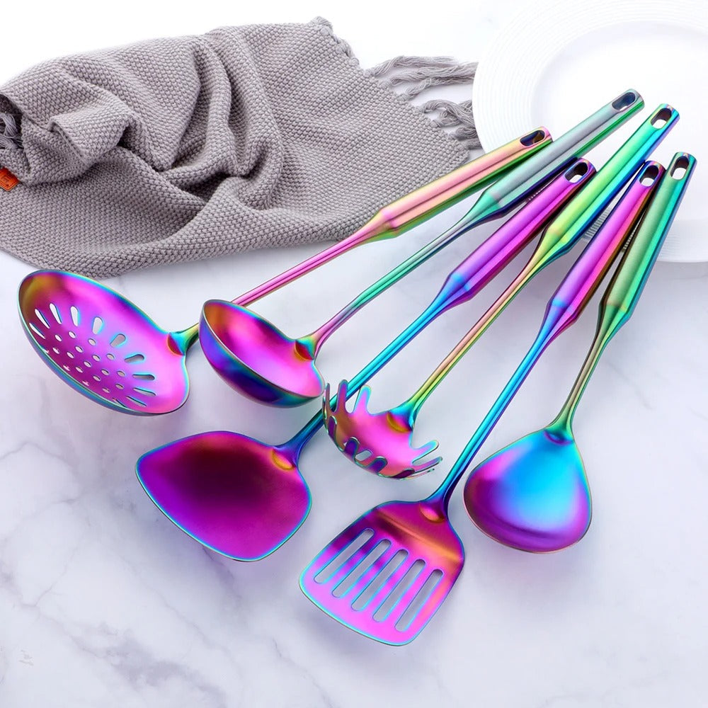 Stockholm 7-delige RVS Keukengerei Set - Duurzaam - Functioneel - Stijlvol-Cooking Utensil Sets-De Bazelaar