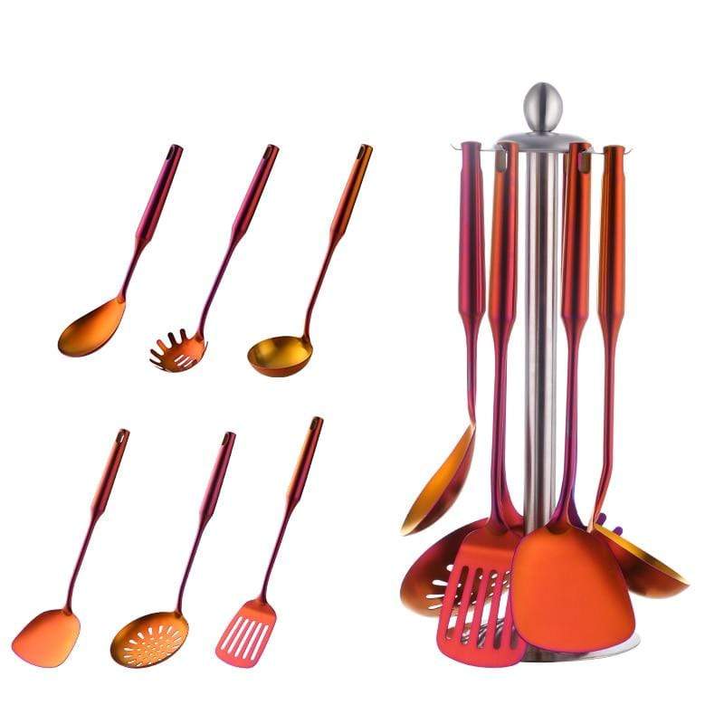 Stockholm 7-delige RVS Keukengerei Set - Duurzaam - Functioneel - Stijlvol-Cooking Utensil Sets-De Bazelaar