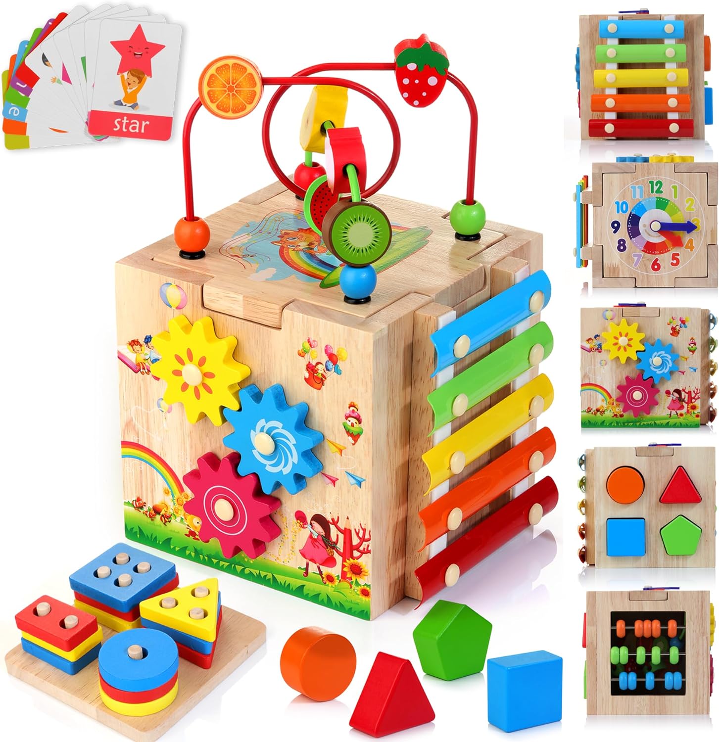 Montessori Activiteitenkubus - 8-in-1 Educatief Speelplezier-Educational Toys-De Bazelaar