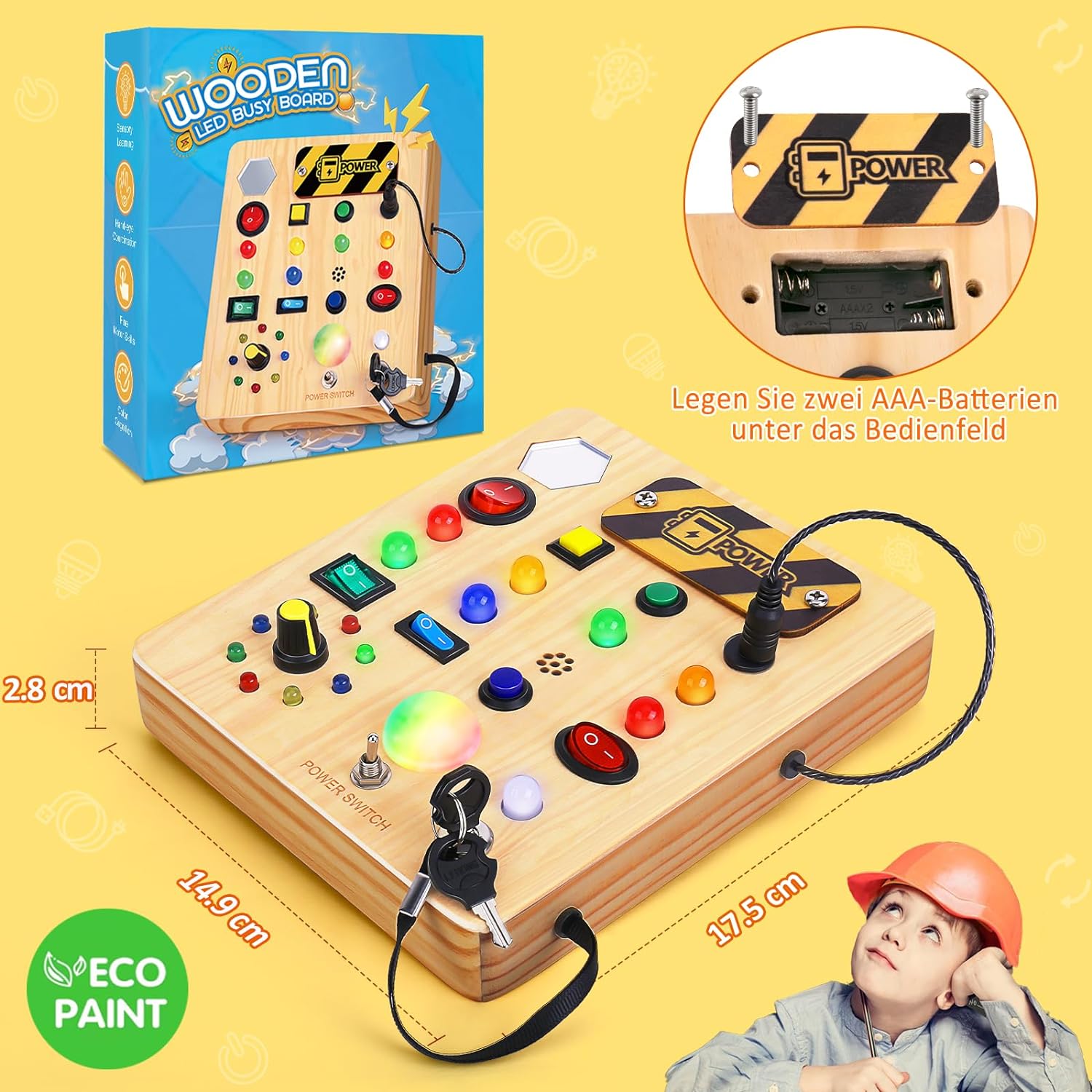 Montessori Peuter Busy Bord - Muziek & Licht Fun!-Educational Toys-De Bazelaar