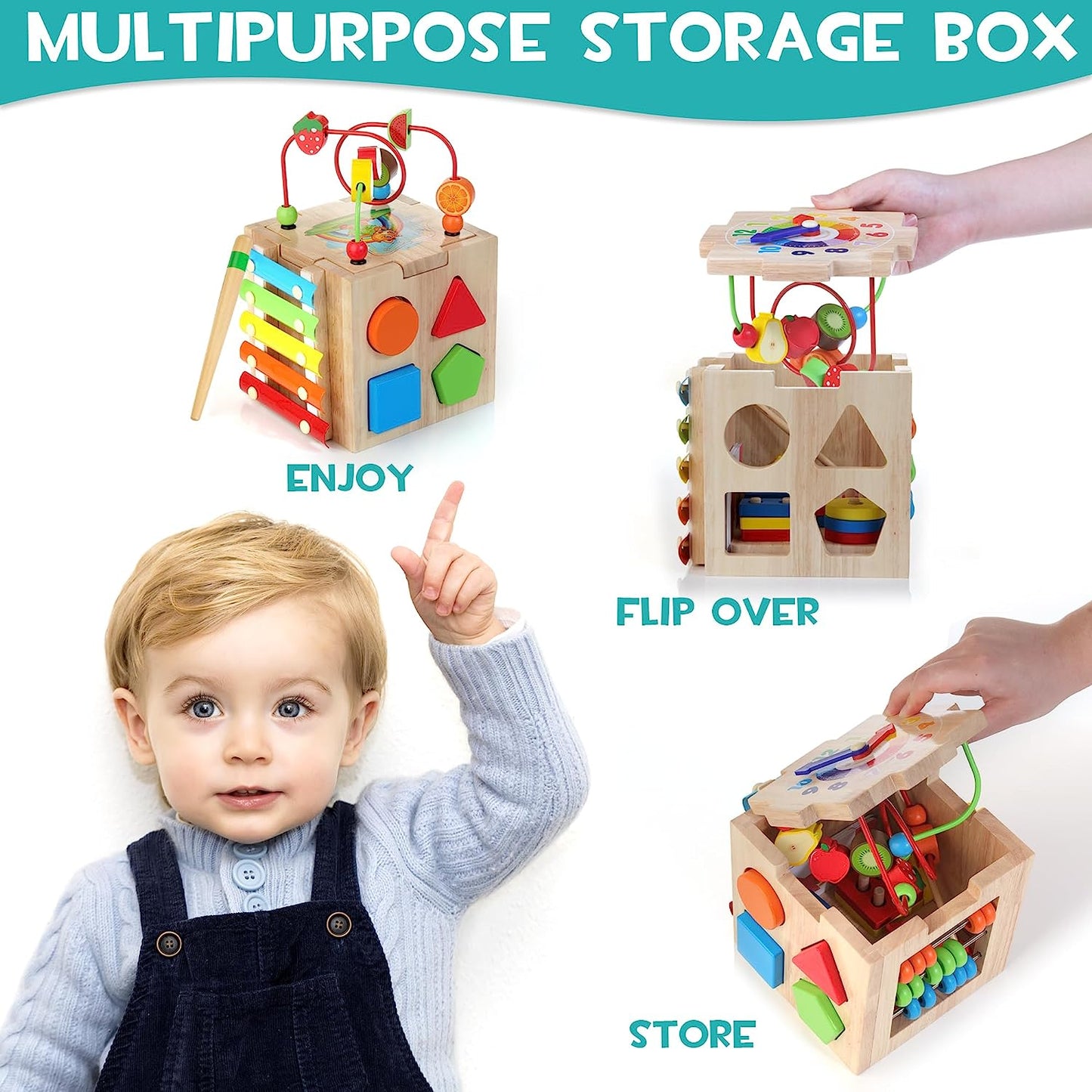 Montessori Activiteitenkubus - 8-in-1 Educatief Speelplezier-Educational Toys-De Bazelaar