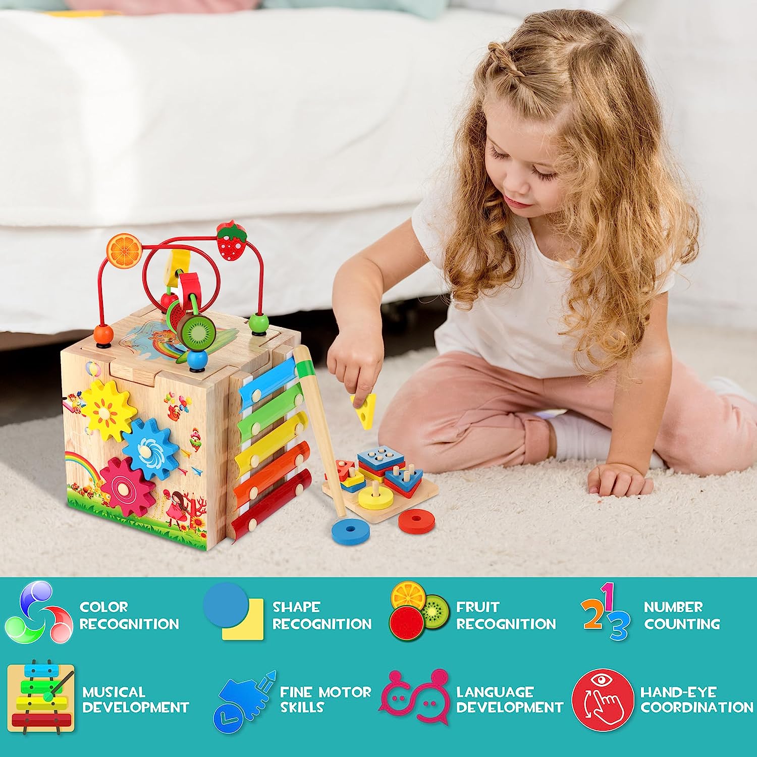 Montessori Activiteitenkubus - 8-in-1 Educatief Speelplezier-Educational Toys-De Bazelaar