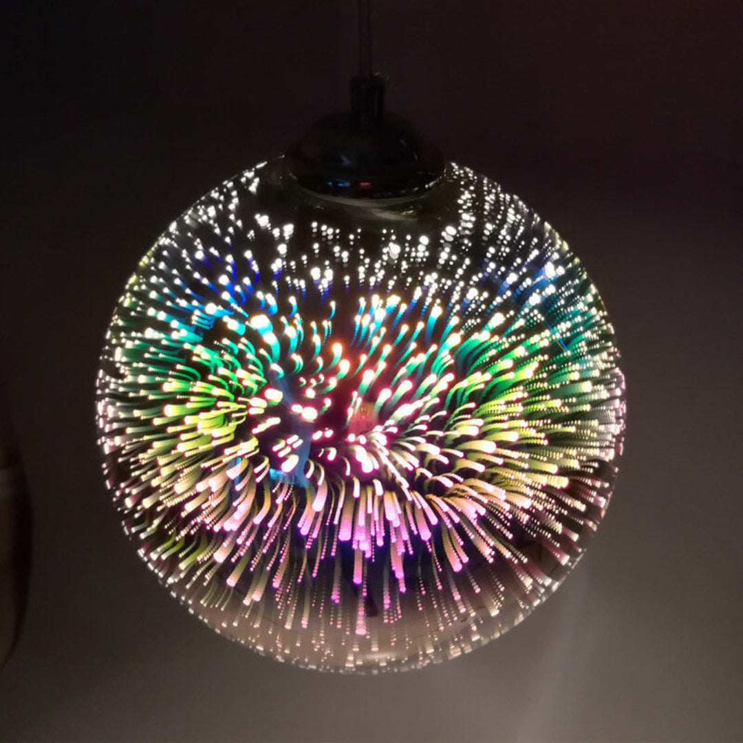 3D Glazen Hanglamp Vuurwerk – Kleurrijke Sfeerverlichting