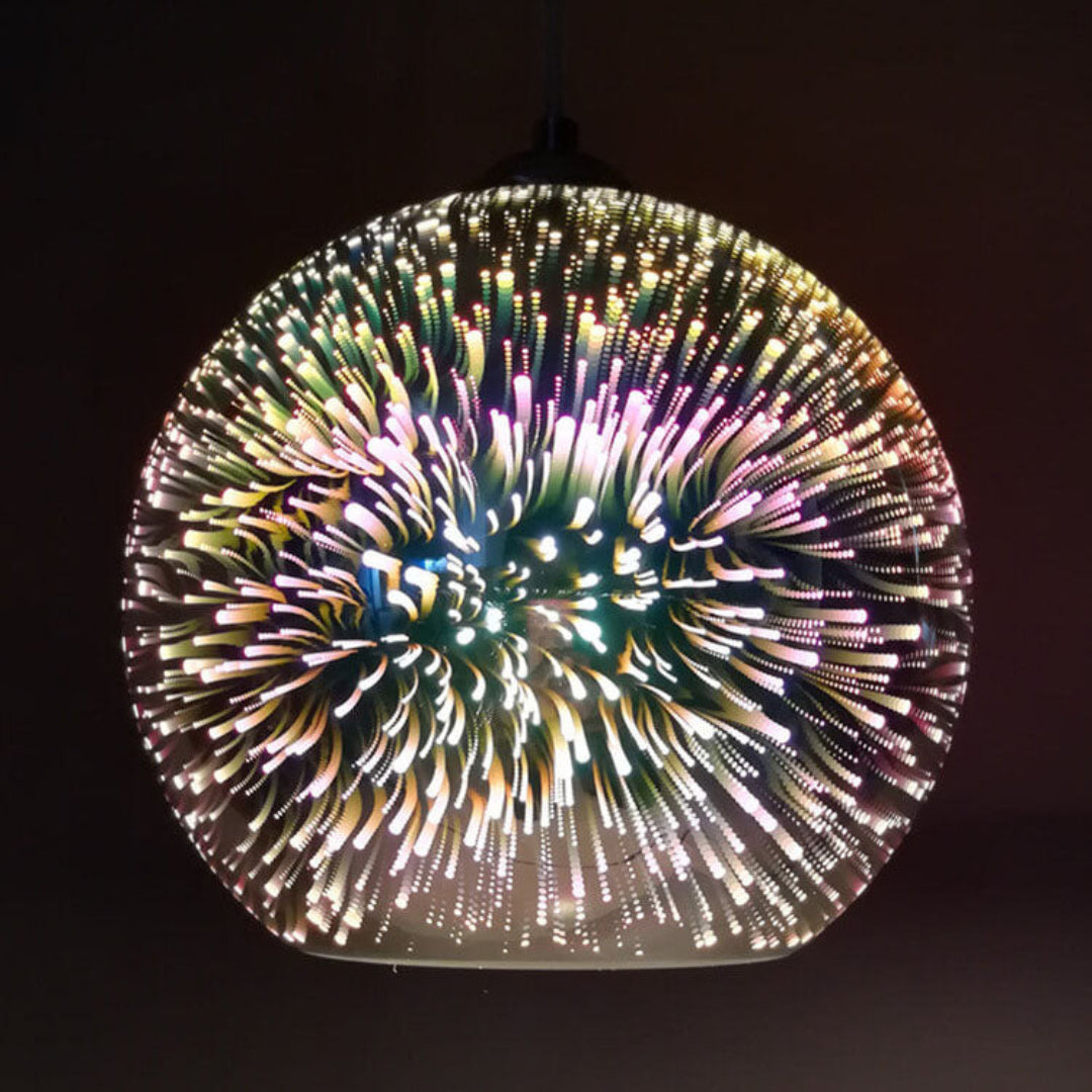 3D Glazen Hanglamp Vuurwerk – Kleurrijke Sfeerverlichting
