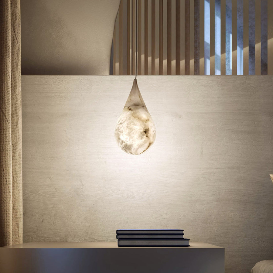 Luxe Alabaster Regen Druppel Hanglamp – Moderne LED Kroonluchter