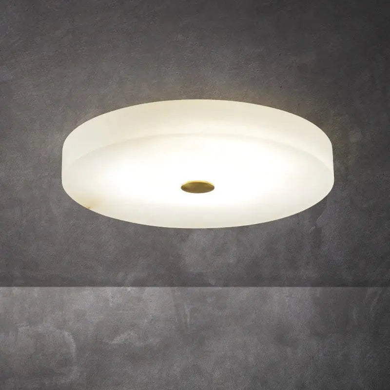 Luxe Ronde Inbouw LED Plafondlamp van Marmer en Koper-light decor-De Bazelaar