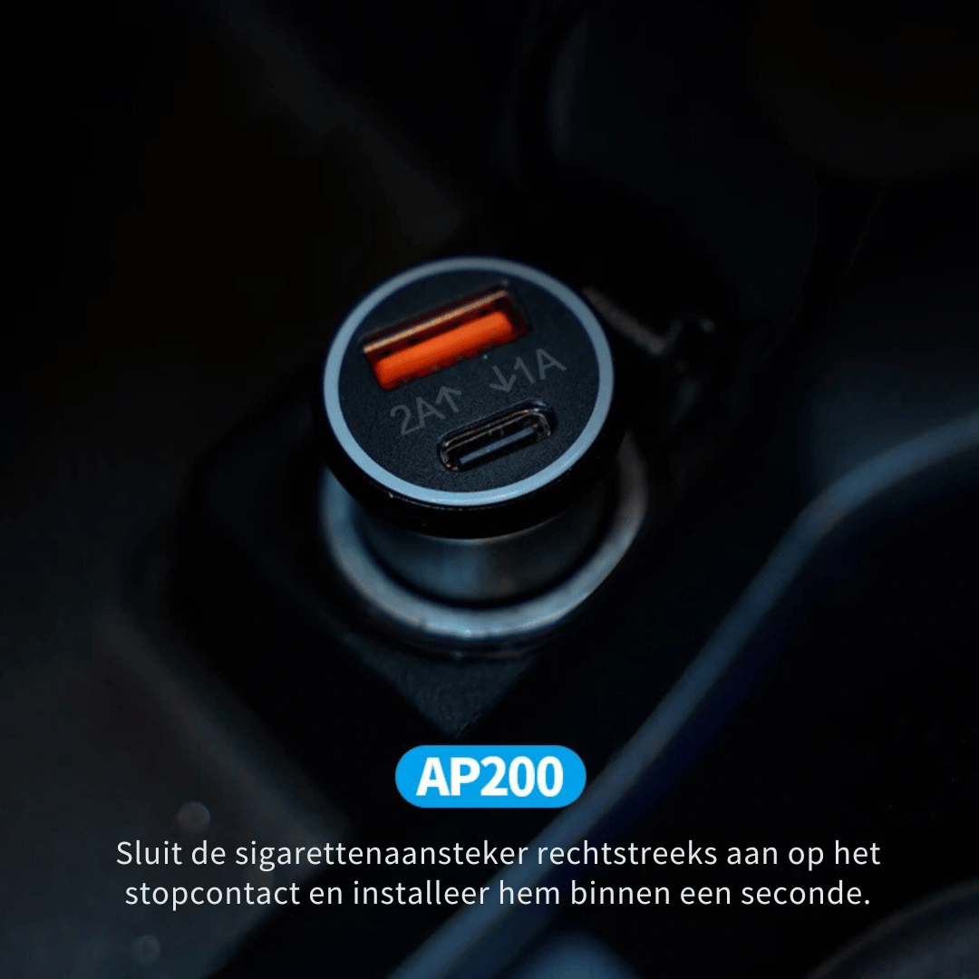 AP200 USB Autolader - 20W Snellader met GPS Tracker