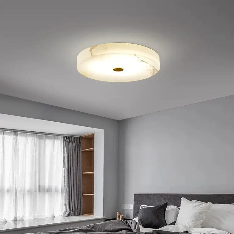 Luxe Ronde Inbouw LED Plafondlamp van Marmer en Koper-light decor-De Bazelaar