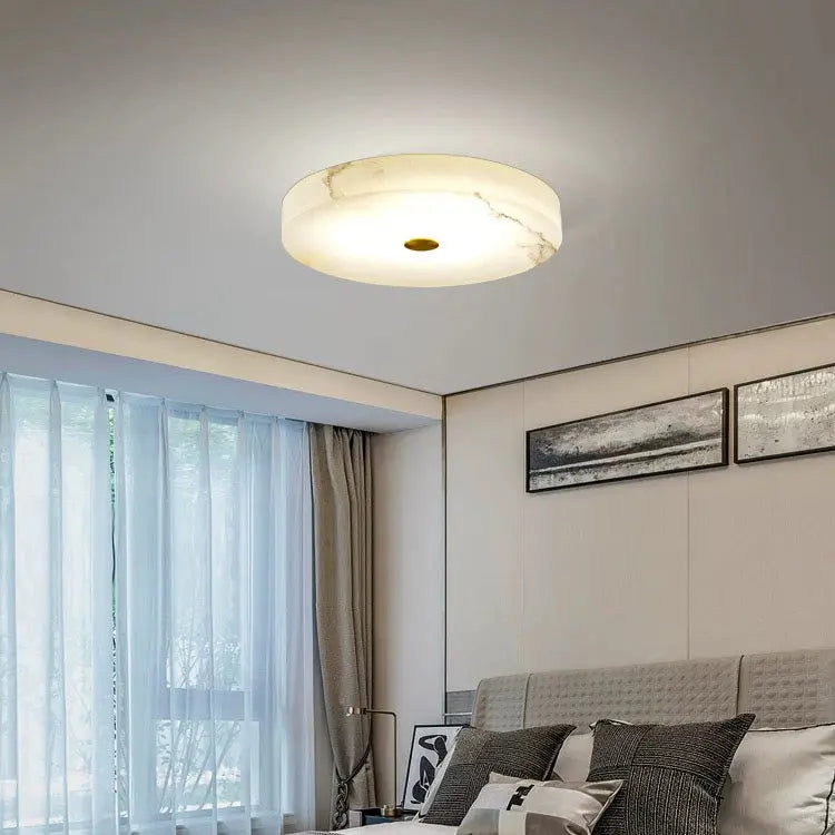 Luxe Ronde Inbouw LED Plafondlamp van Marmer en Koper-light decor-De Bazelaar
