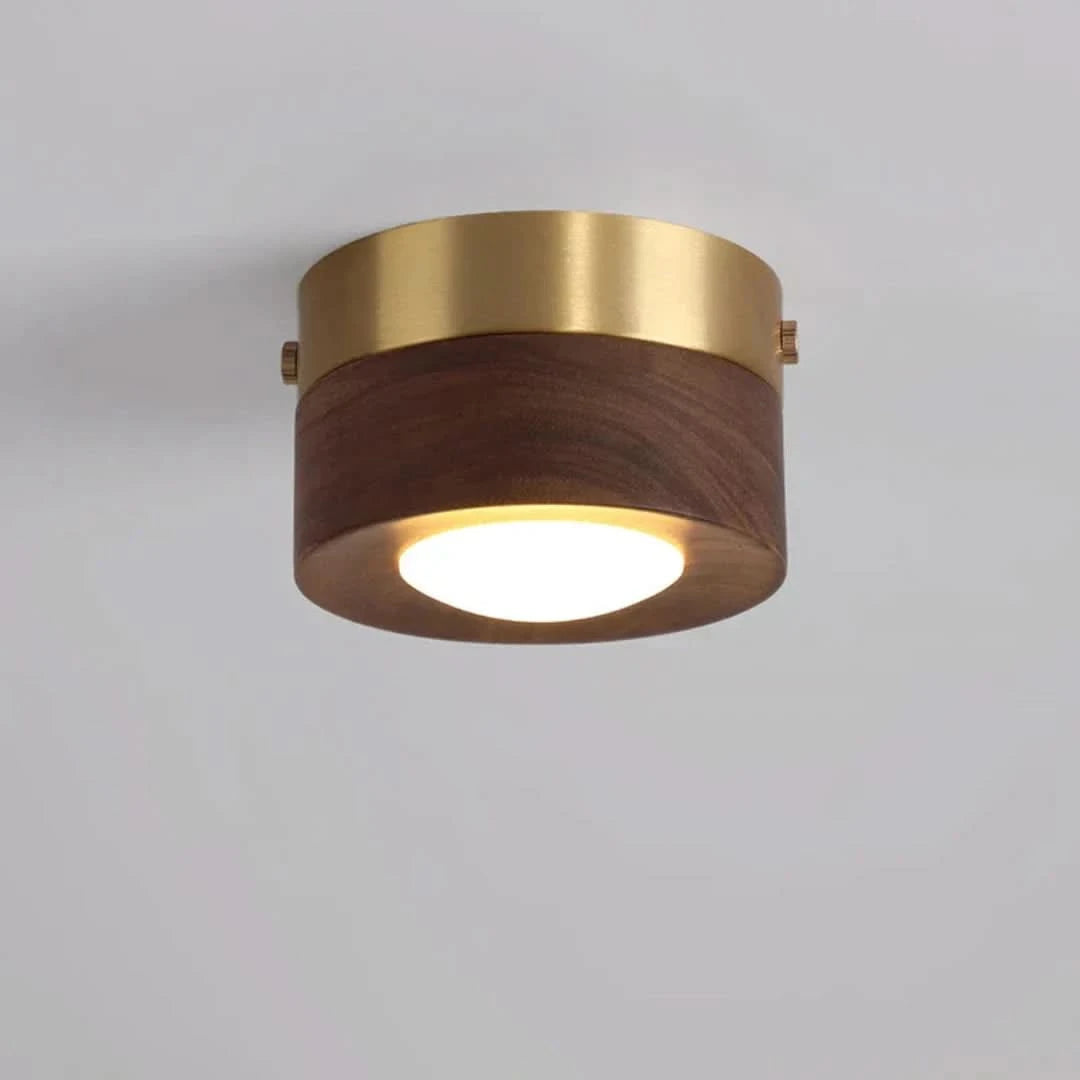 WoodenGlow - Walnoot Plafondlamp met LED Schijnwerper