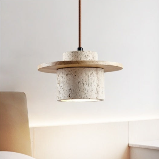 Tijdloze Travertin Hanglamp - Unieke Natuursteen Designlamp-light decor-De Bazelaar