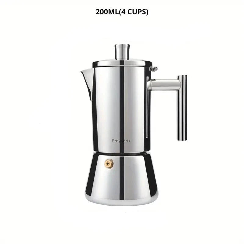 Italiaanse Moka Pot - RVS Design - Perfecte Koffie Snel en Eenvoudig-Coffee & Tea-De Bazelaar