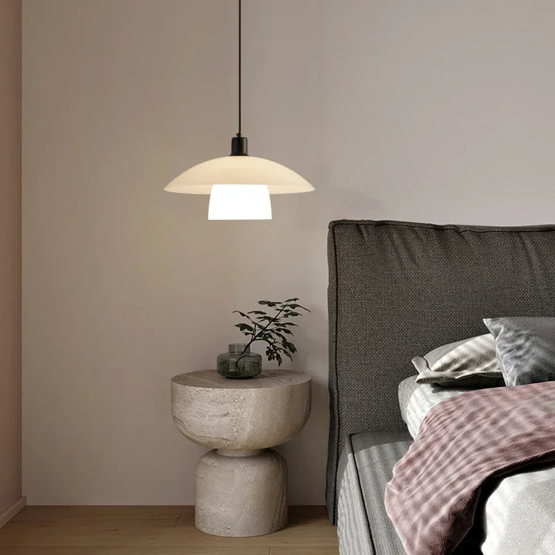 Moderne Japanse Hanglamp met Glazen Kap – Elegant en Minimalistisch-lamp-De Bazelaar