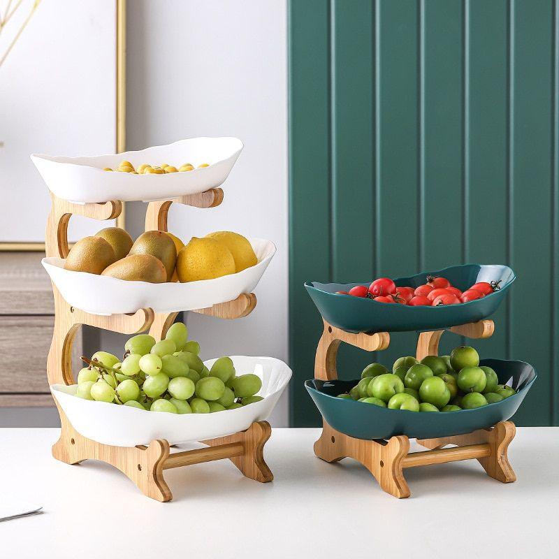 Moderne Bamboe Fruitmand - 2 tot 3 Niveaus - Stijlvol en Ruimtebesparend-Tableware & Dining Accessories-De Bazelaar