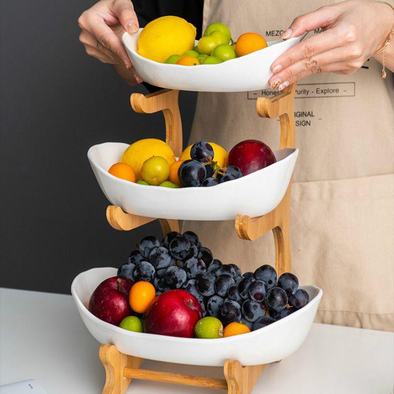 Moderne Bamboe Fruitmand - 2 tot 3 Niveaus - Stijlvol en Ruimtebesparend-Tableware & Dining Accessories-De Bazelaar