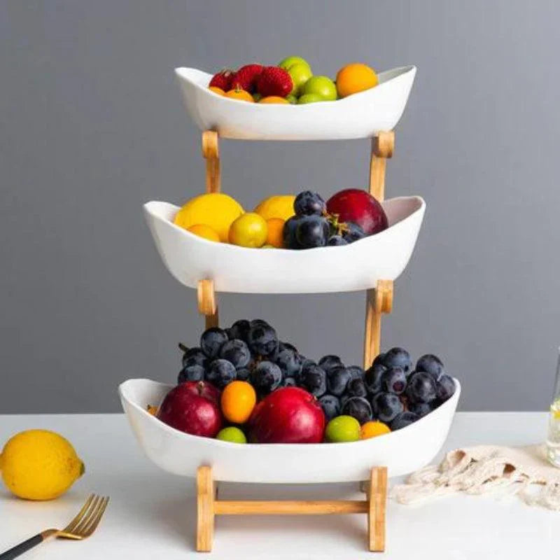 Moderne Bamboe Fruitmand - 2 tot 3 Niveaus - Stijlvol en Ruimtebesparend-Tableware & Dining Accessories-De Bazelaar