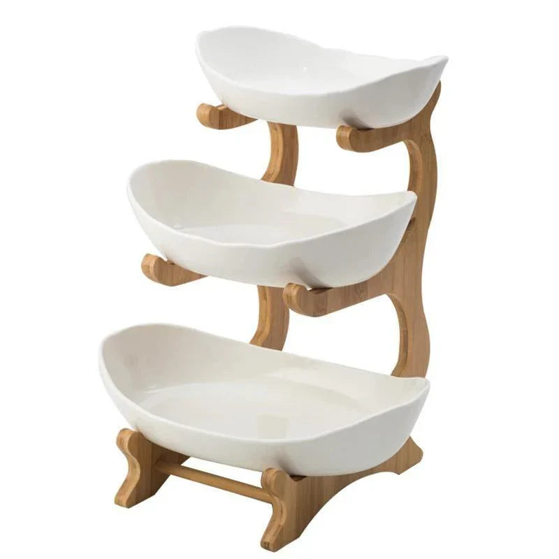 Moderne Bamboe Fruitmand - 2 tot 3 Niveaus - Stijlvol en Ruimtebesparend-Tableware & Dining Accessories-De Bazelaar