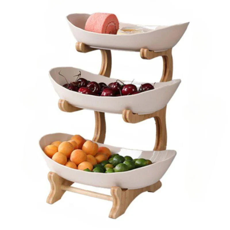 Moderne Bamboe Fruitmand - 2 tot 3 Niveaus - Stijlvol en Ruimtebesparend-Tableware & Dining Accessories-De Bazelaar