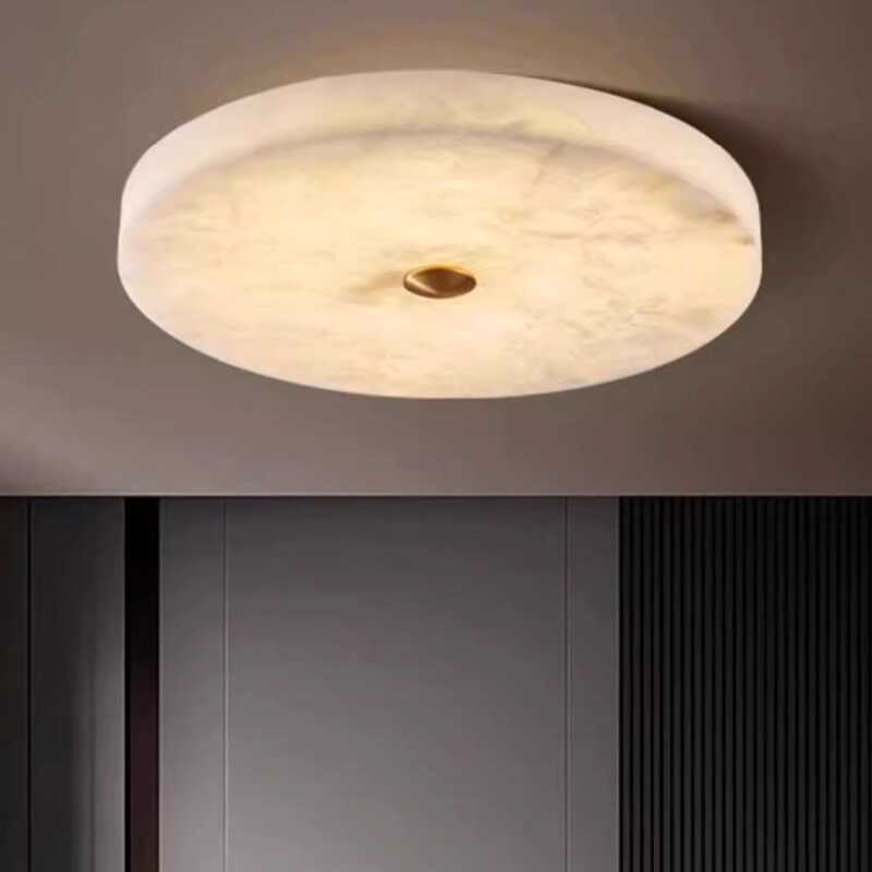 Luxe Ronde Inbouw LED Plafondlamp van Marmer en Koper-light decor-De Bazelaar