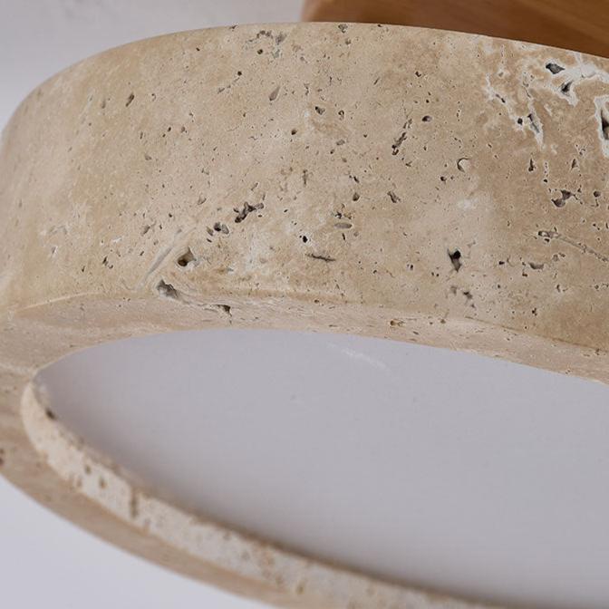 Ronde Gele Travertin Plafondlamp met Slimme LED-light decor-De Bazelaar