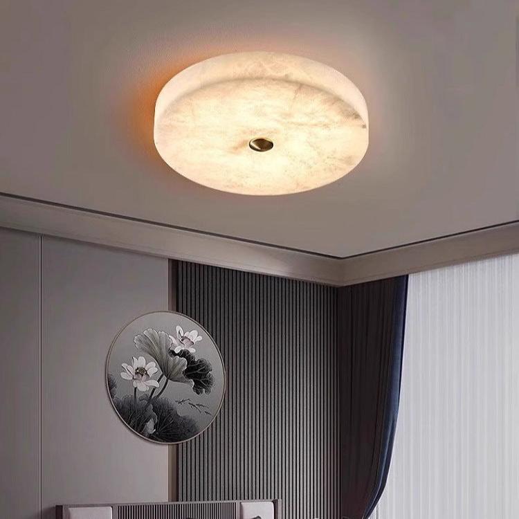 Luxe Ronde Inbouw LED Plafondlamp van Marmer en Koper-light decor-De Bazelaar