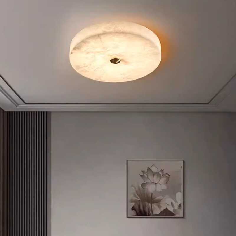 Luxe Ronde Inbouw LED Plafondlamp van Marmer en Koper-light decor-De Bazelaar