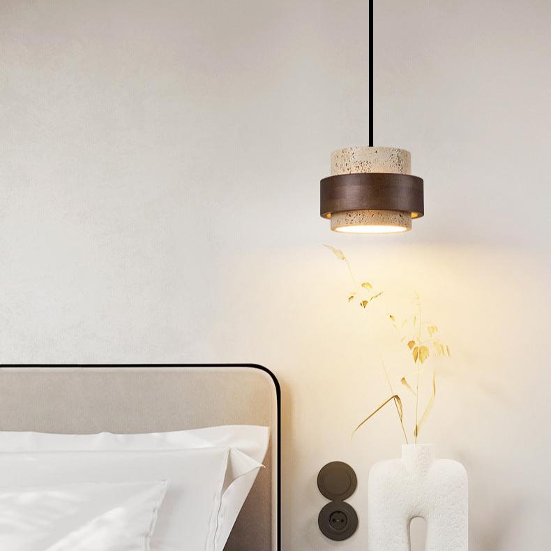 Retro Minimalistische Hanglamp met Gele Travertin-light decor-De Bazelaar