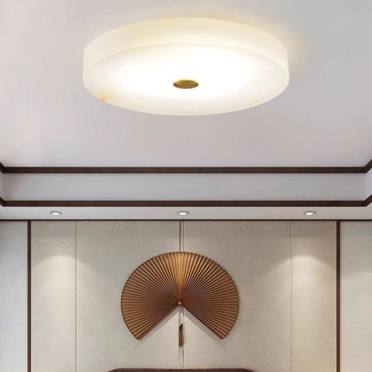 Luxe Ronde Inbouw LED Plafondlamp van Marmer en Koper-light decor-De Bazelaar