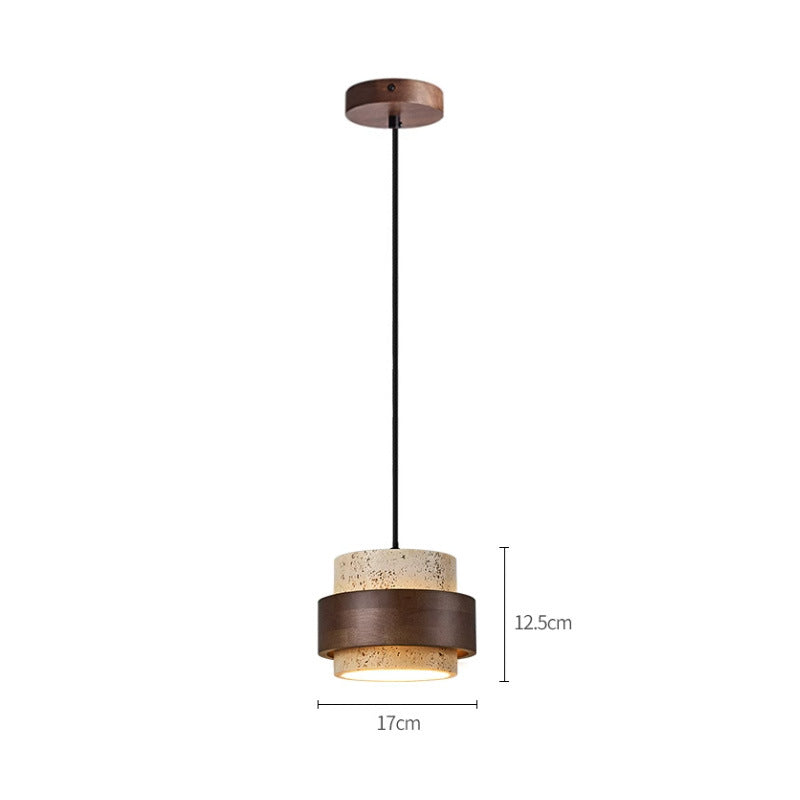 Retro Minimalistische Hanglamp met Gele Travertin-light decor-De Bazelaar
