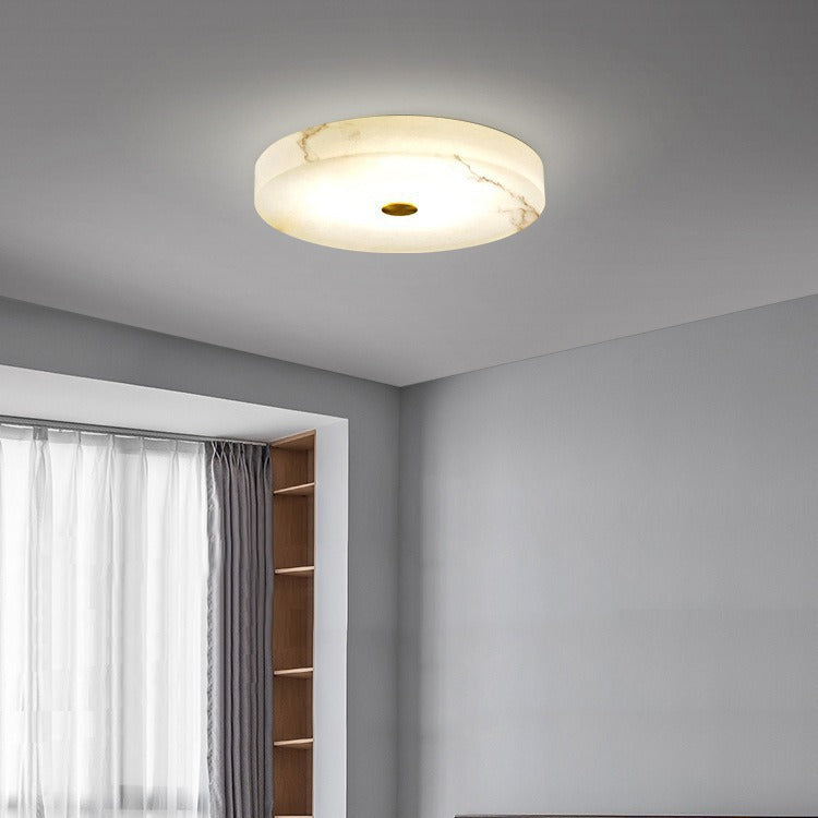 Luxe Ronde Inbouw LED Plafondlamp van Marmer en Koper-light decor-De Bazelaar