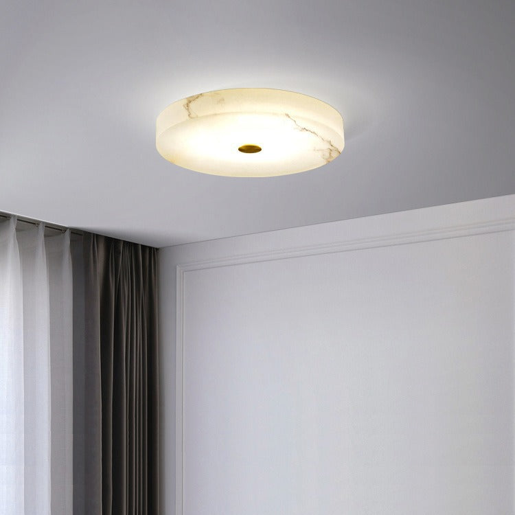 Luxe Ronde Inbouw LED Plafondlamp van Marmer en Koper-light decor-De Bazelaar