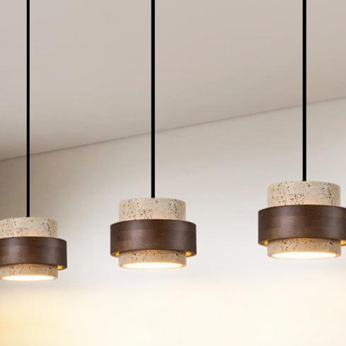 Retro Minimalistische Hanglamp met Gele Travertin-light decor-De Bazelaar