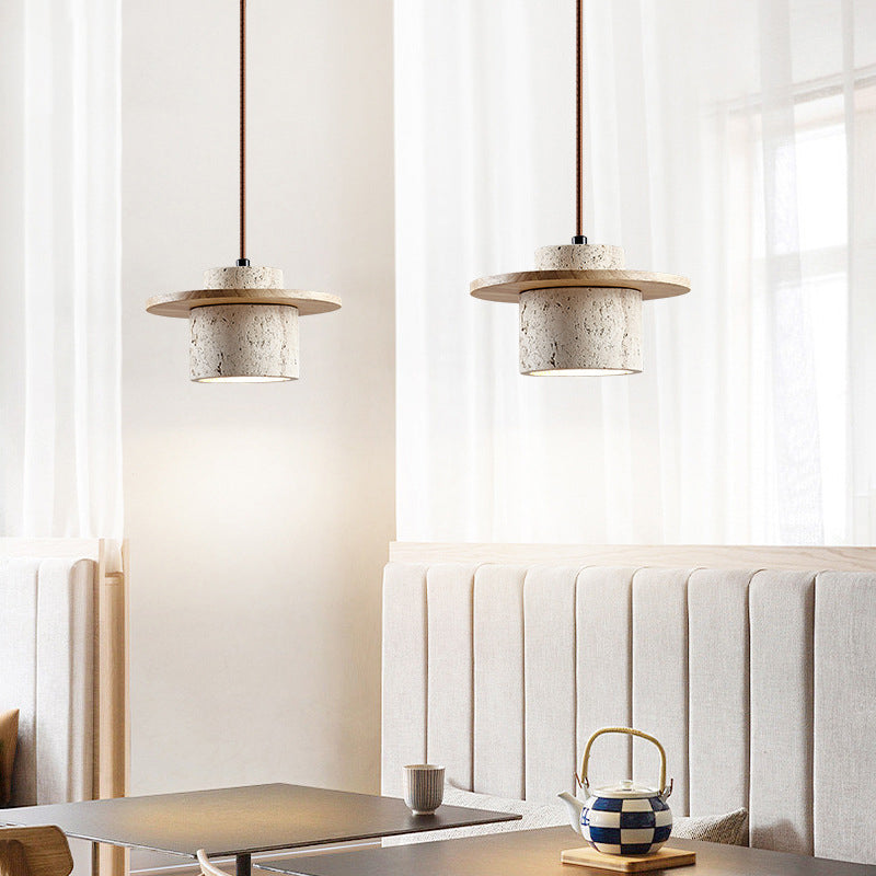 Tijdloze Travertin Hanglamp - Unieke Natuursteen Designlamp-light decor-De Bazelaar