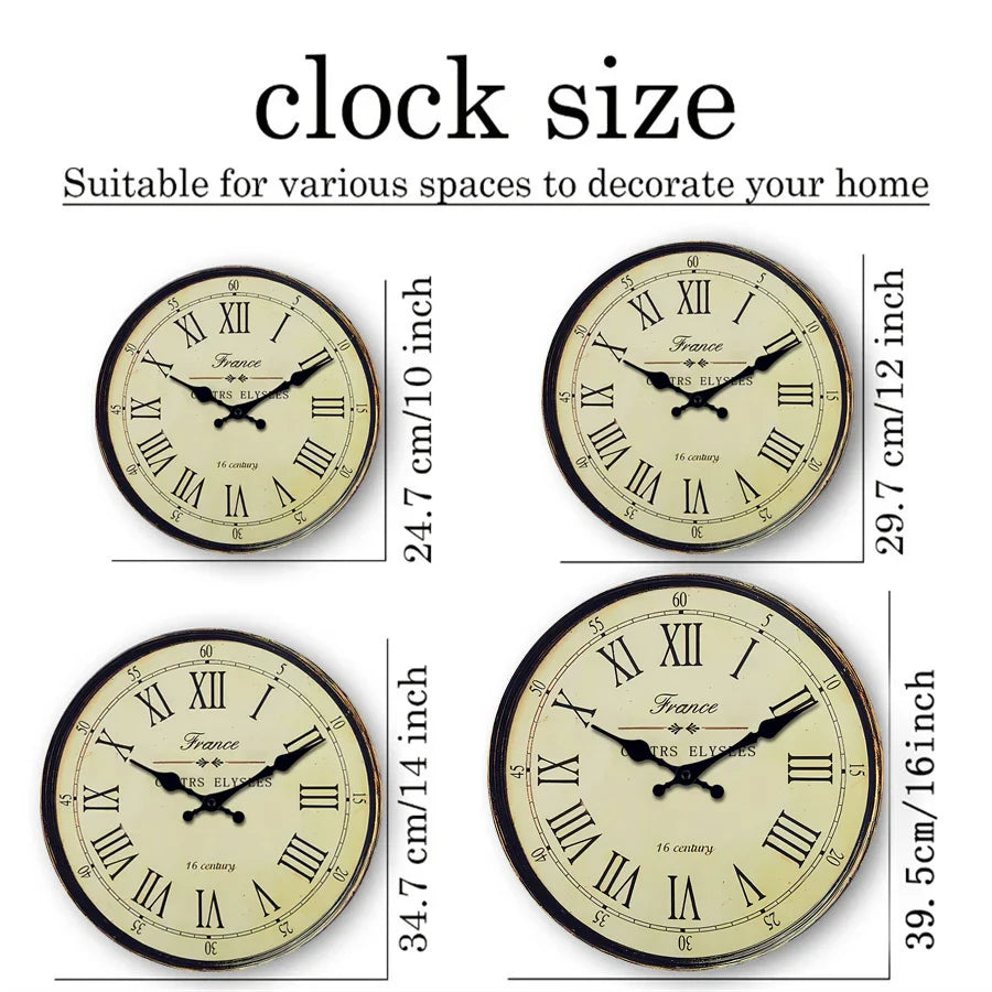 Wandklok - Klassiek Frans Ontwerp - Stille Quartz Beweging-Wall Clocks-De Bazelaar