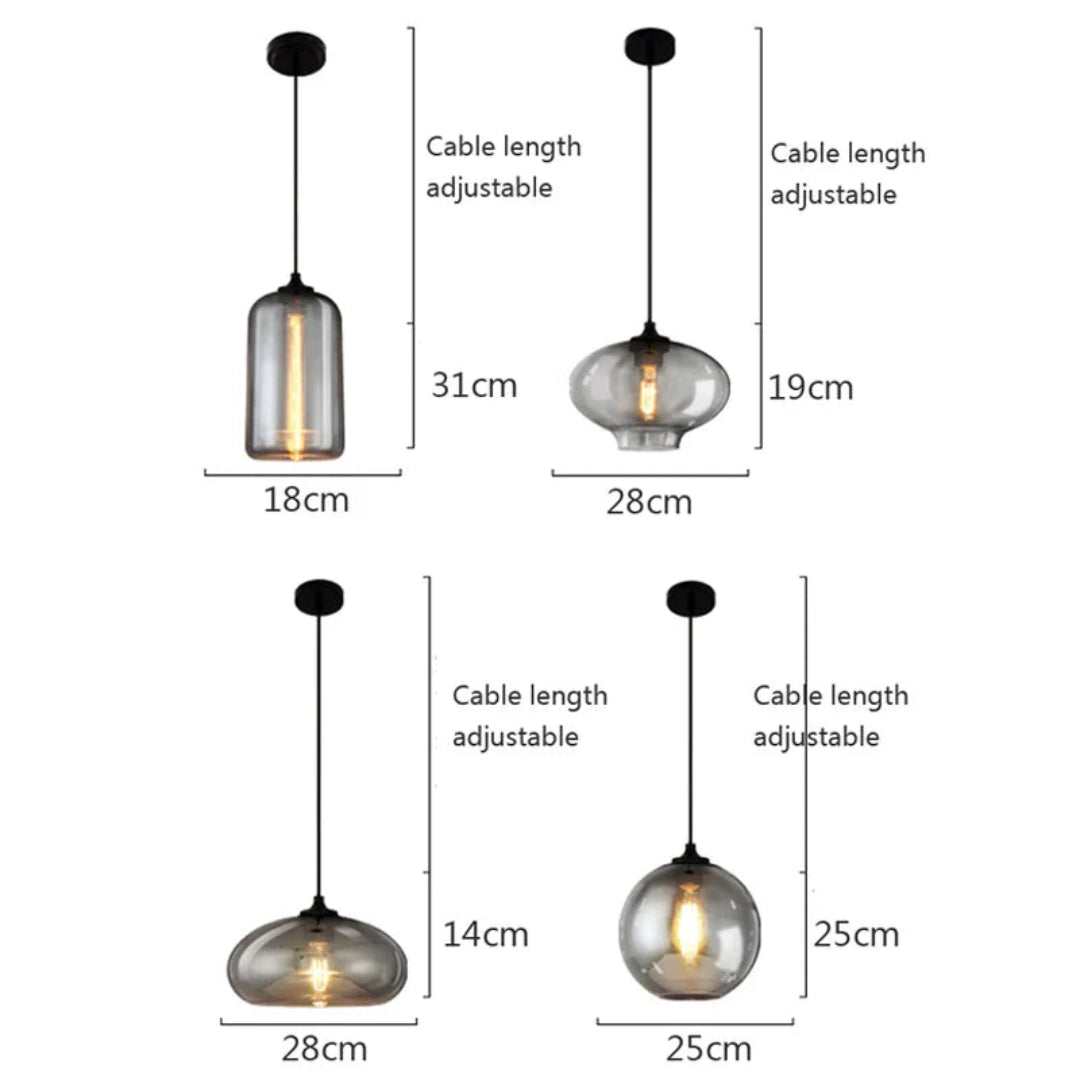 Nordic Loft Hanglamp - Stijlvolle Grijze Glazen Lampenkap