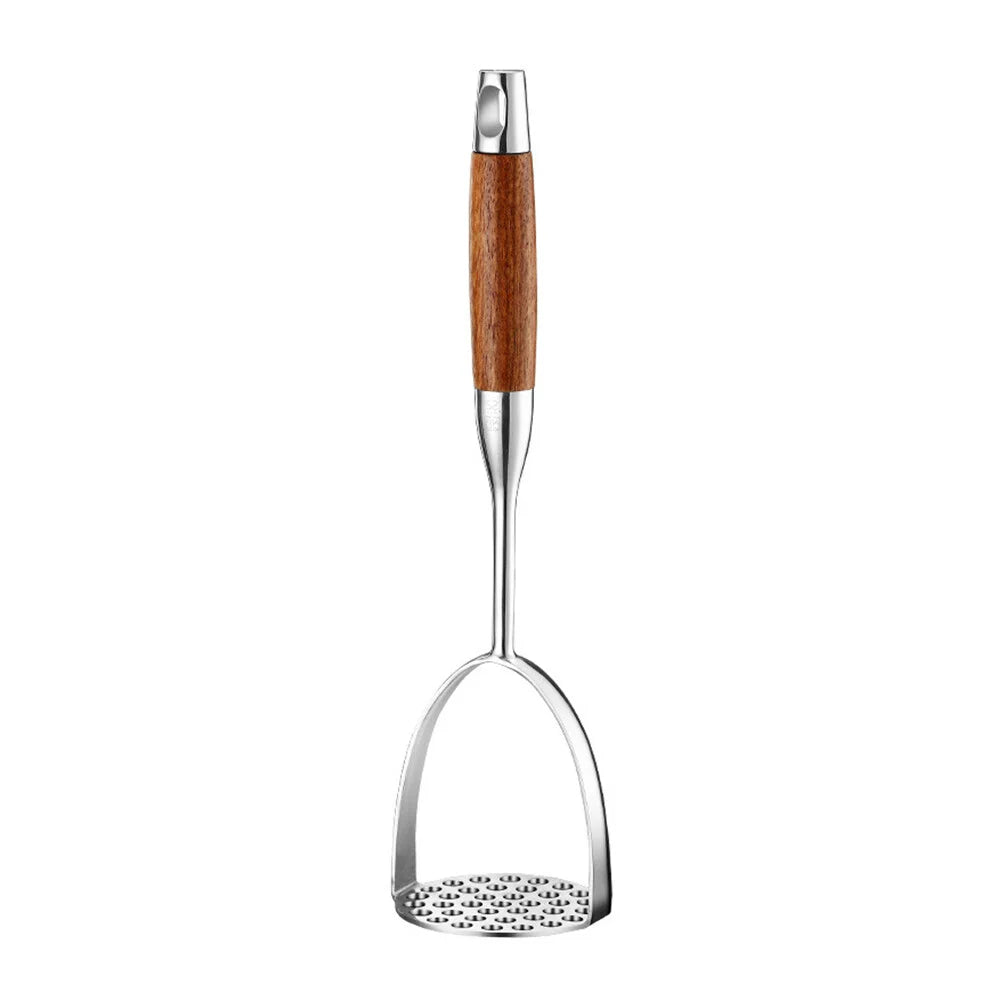 RVS Aardappelstamper - Houten Handvatten - Duurzaam en Efficiënt-Kitchen Tools and Accessories-De Bazelaar