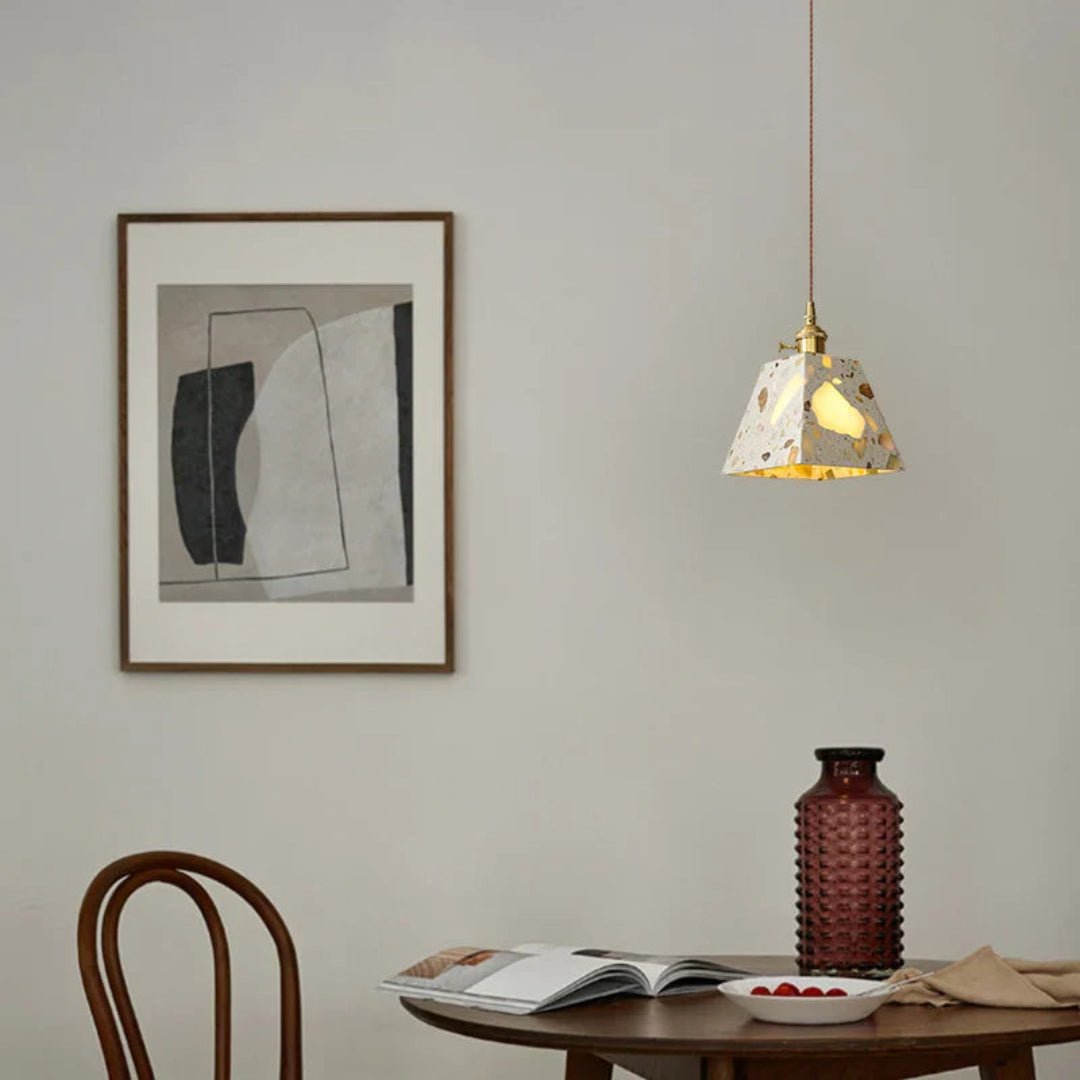Hanglamp LED in Terrazzo Marmer – Modern Scandinavisch Design