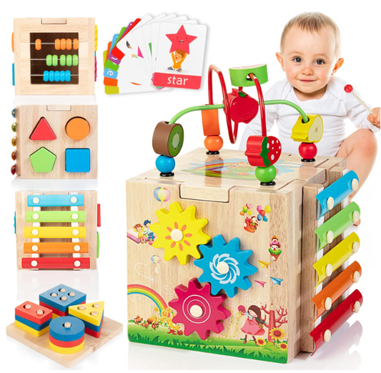 Montessori Activiteitenkubus - 8-in-1 Educatief Speelplezier-Educational Toys-De Bazelaar