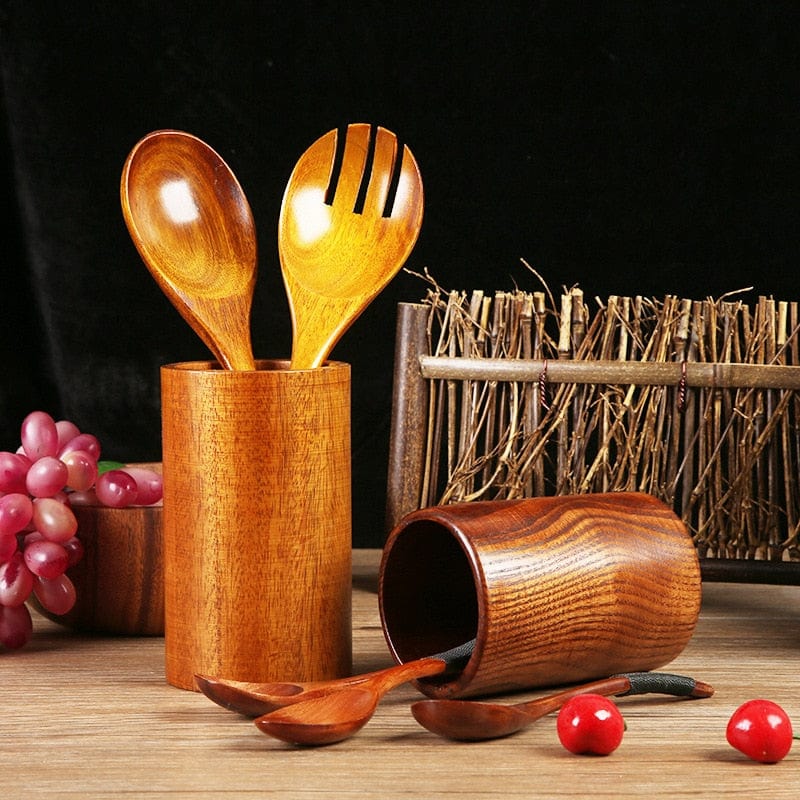 Teakhouten Keukenhulpmiddelenhouder - Stijlvol - Duurzaam - Functioneel-Cooking Utensil Sets-De Bazelaar