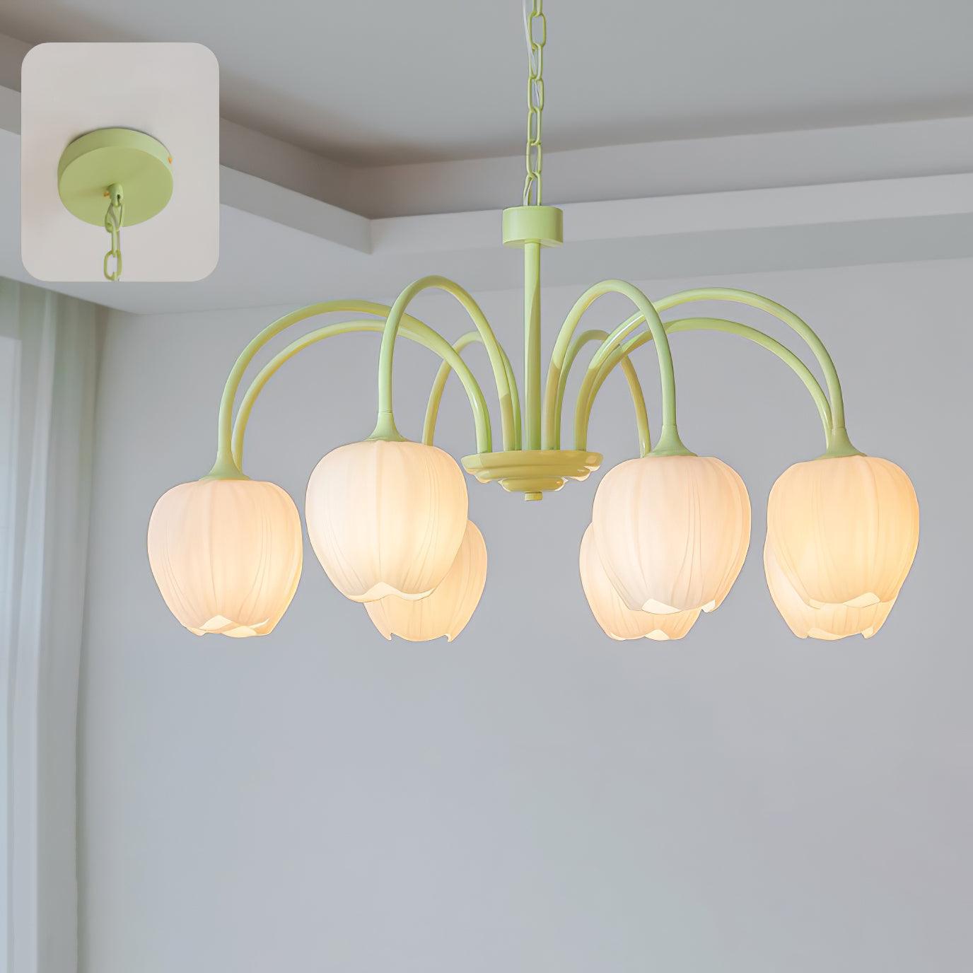 Tulip Elegante Matcha Kroonluchter – Luxe en Sfeervol Design-lamp-De Bazelaar