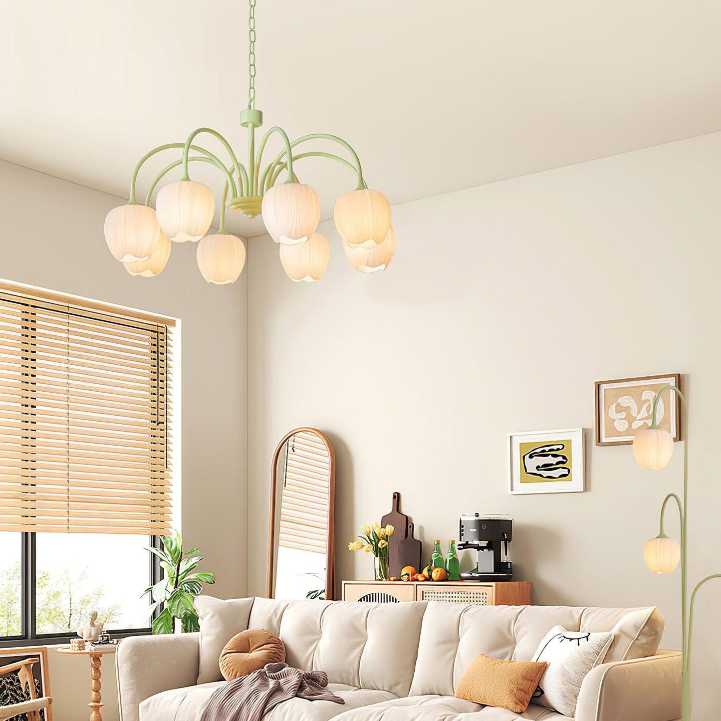 Tulip Elegante Matcha Kroonluchter – Luxe en Sfeervol Design-lamp-De Bazelaar