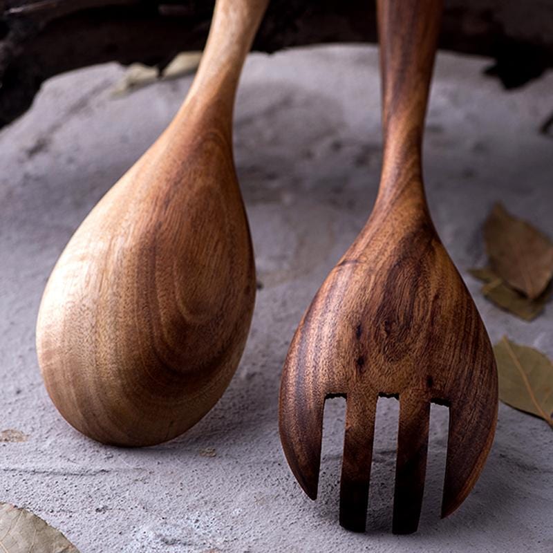 Acacia Houten Saladeset - Handgemaakt - Duurzaam - Perfect voor Elke Keuken-Cooking Utensil Sets-De Bazelaar